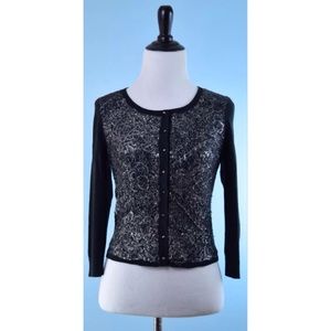 KNITTED AND KNOTTED silver black cardigan NEW